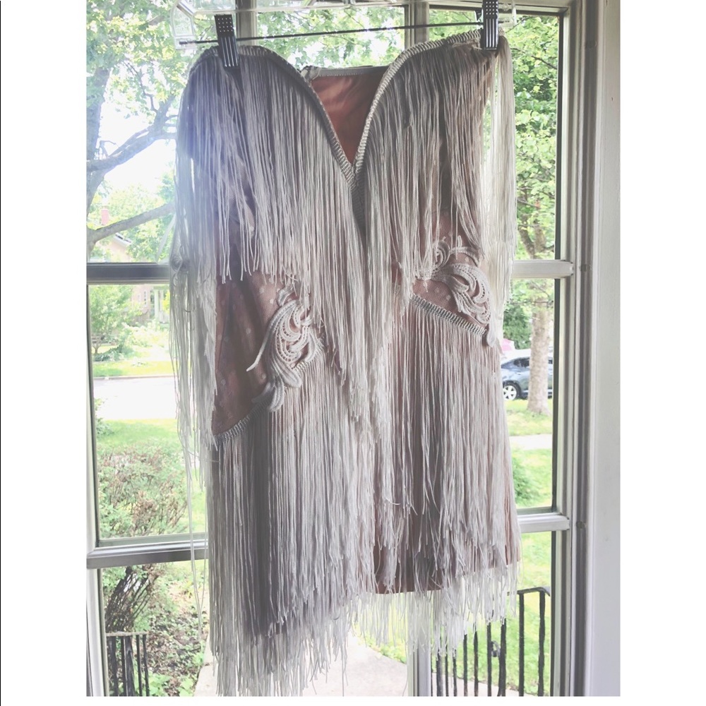 White Fringe Dress